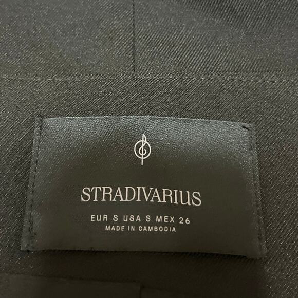 Stradivarius Women's Black Sleeveless V-neck Button Blazer Vest Tank Top Size S - Picture 3 of 3